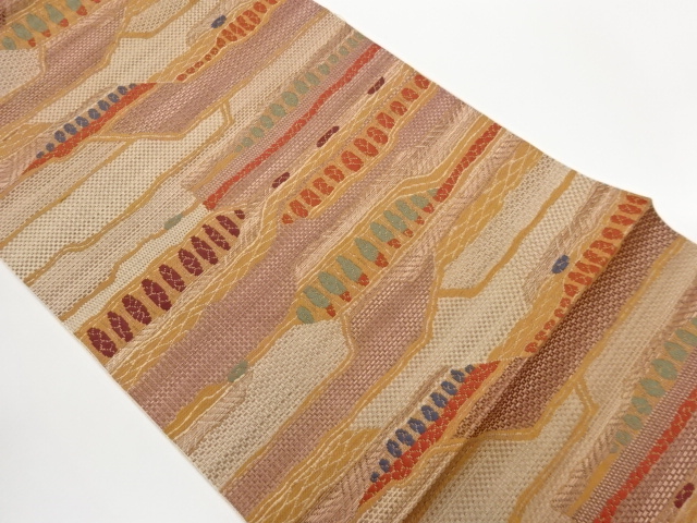 本場筑前博多変わり横段に抽象模様織出し名古屋帯